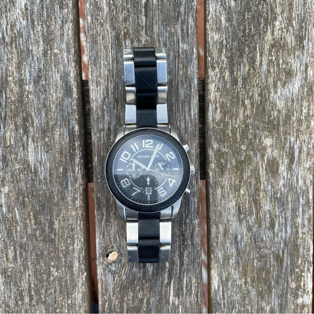 Michael Kors Mercer Black/Steel Chronograph Watch - Picture 6 of 8